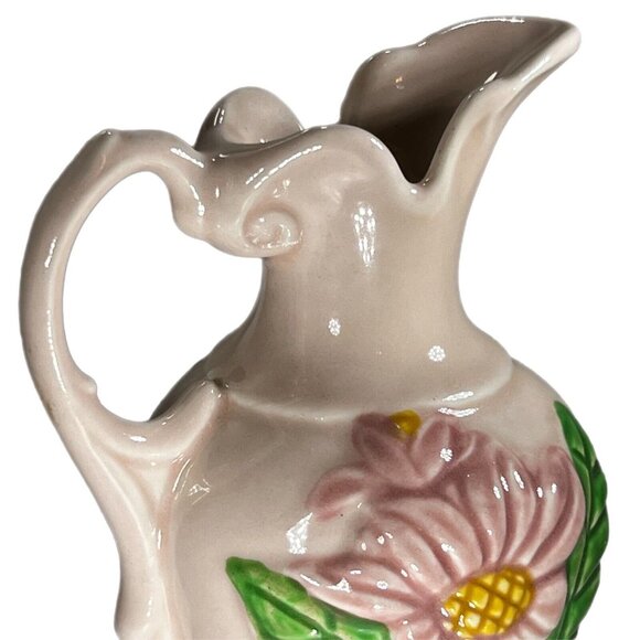Vintage Hull Art Pottery Pink Green Gold Water Lily Flower Vase Ewer Pitcher - Picture 5 of 10